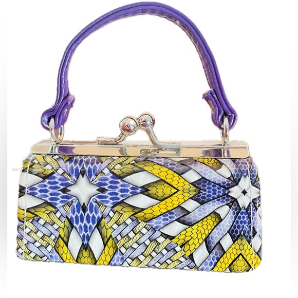 TIC TOK Mini Handbag Lipstick or Coin Purse yellow/purple . NWNT - Picture 1 of 10